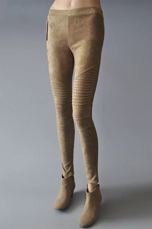 Casual Velvet Elastic Perfect Legging in Khaki