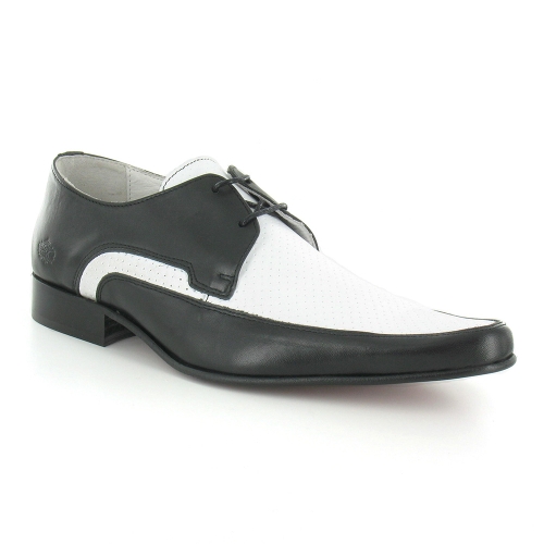 Ikon IK3414 Jam Mens Leather 2-Eyelet Lace-Up Shoes - Black & White