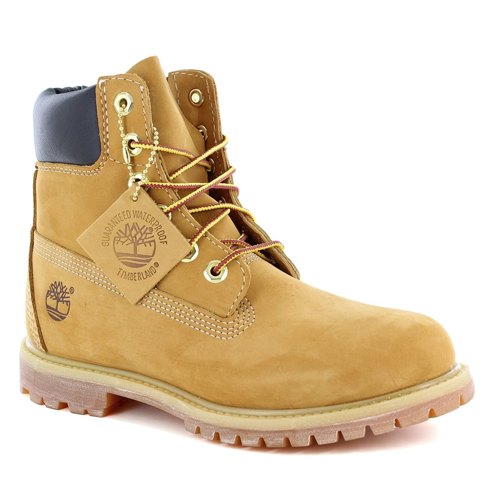 Timberland  10361 Womens Padded Collar 6-Eyelet Nubuck Waterproof Boots - Wheat Yellow
